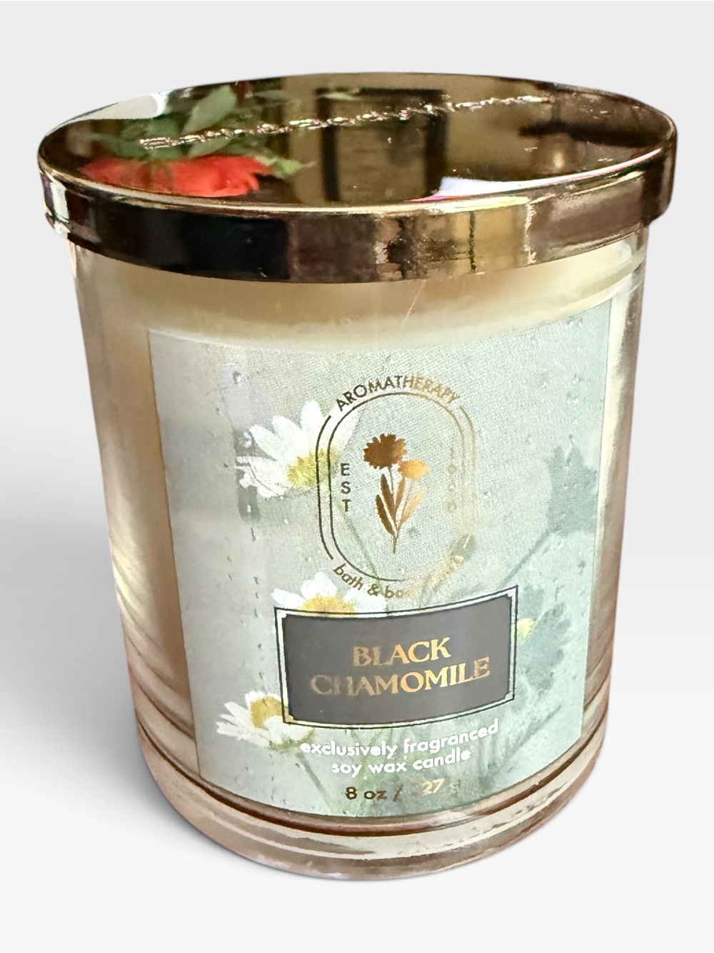 Bath & Body Works Black Chamomile Single Wick Candle Aromatherapy 8oz